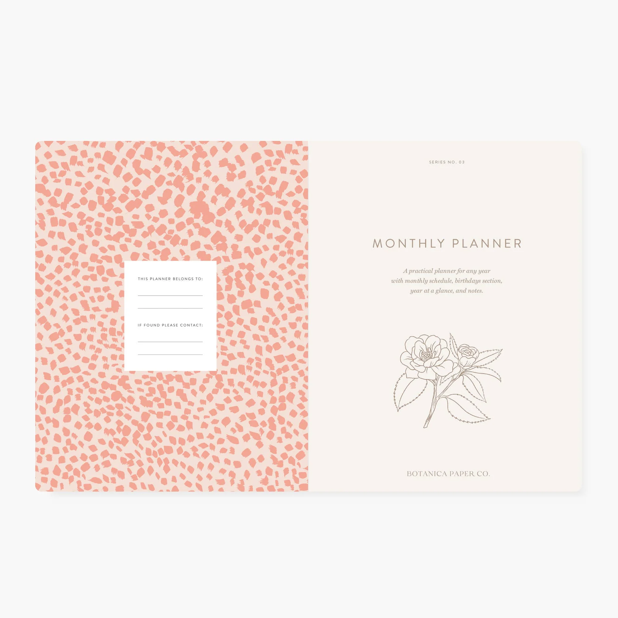 Botanica Paper Co | CAMELLIA | Floral - Undated Monthly Planner - Image 3