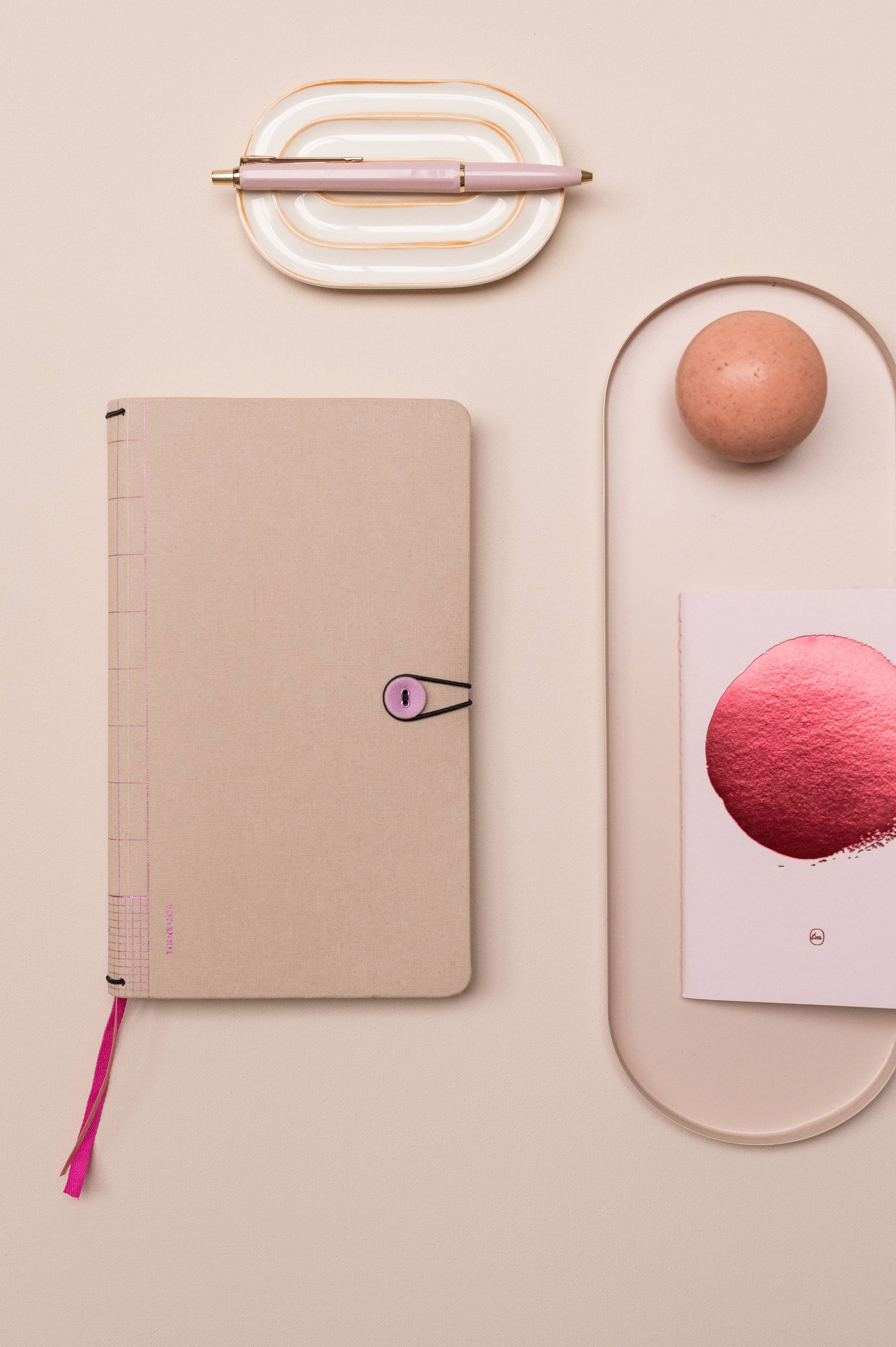 Notebook with Button - Linen -  Blush - Image 3